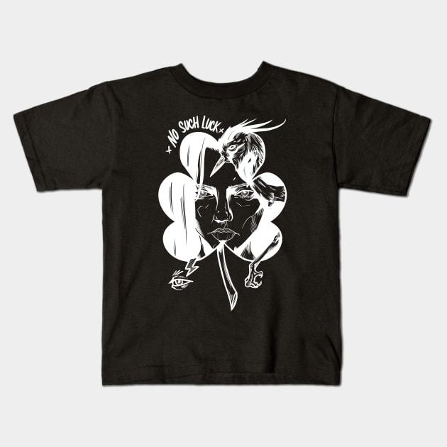 No Luck Blk Kids T-Shirt by Scottconnick